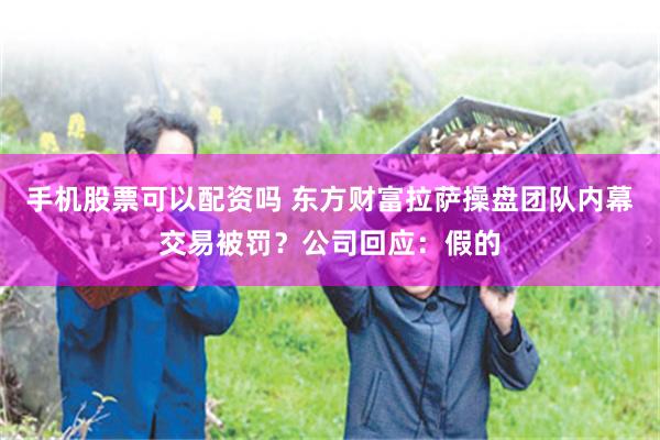 手机股票可以配资吗 东方财富拉萨操盘团队内幕交易被罚？公司回应：假的